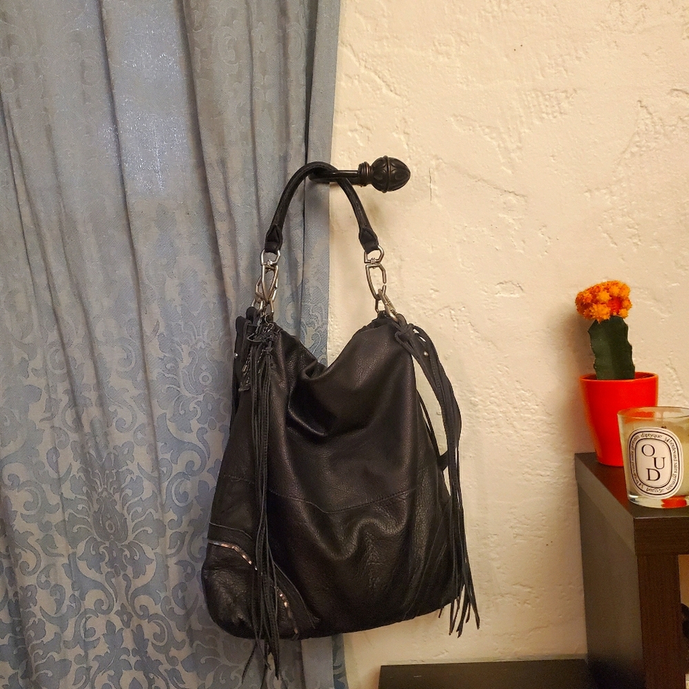 Leibeskind black hobo bag with fringe